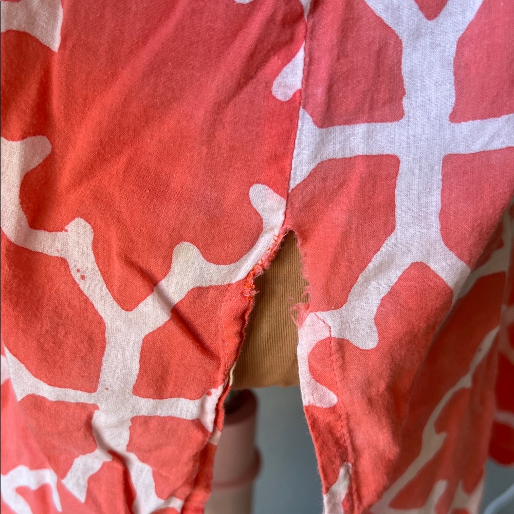 Roberta Roller Rabbit Coral and White Geometric Swim Coverup - Picture 5 of 6